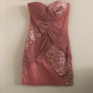 Rose Colored Strapless Party Dress